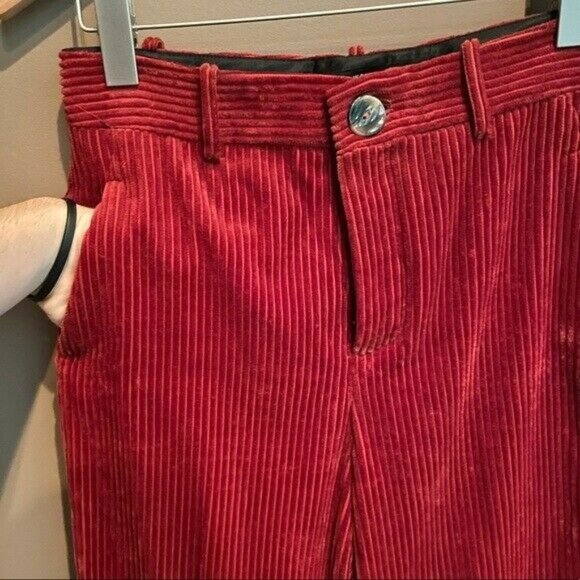 Zara‎ Velveteen Wide Leg Corduroy Pants Red Size Small - Picture 4 of 8